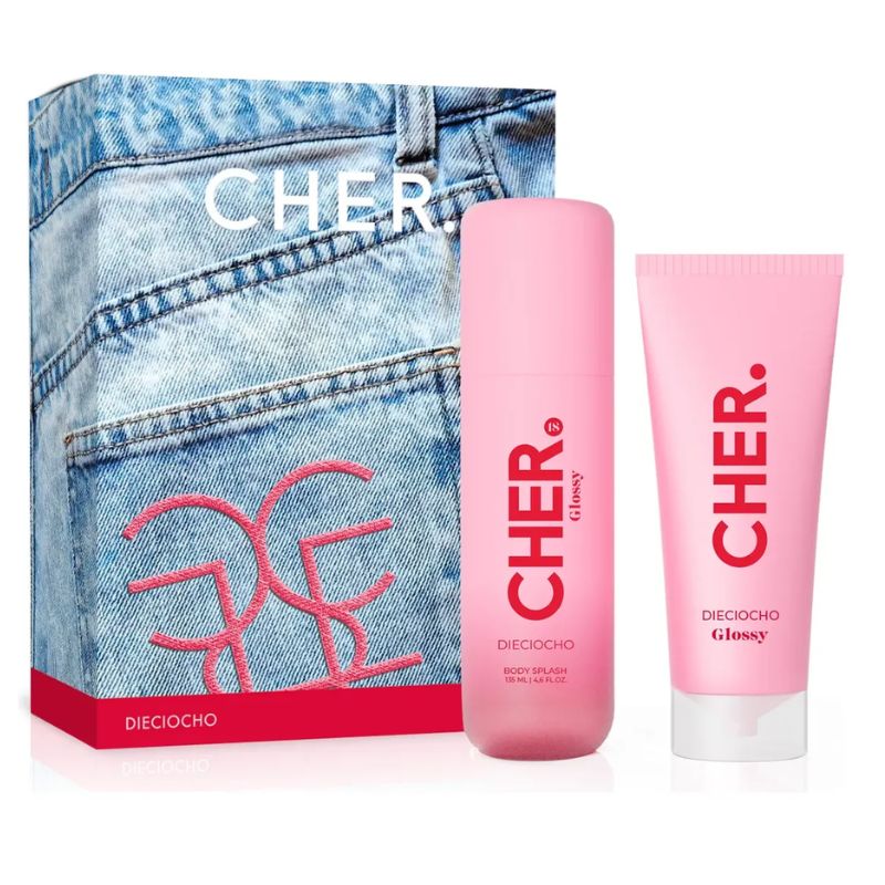 CHER COFRE DIECIOCHO GLOSSY BODYS PLASH X 135 ML. Y CREMA